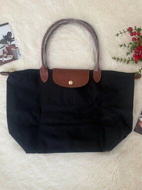 Longchamp Classic Black Commuter Tote Bag, Medium